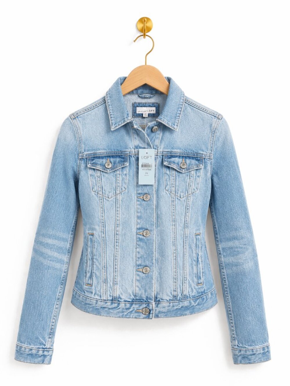 NWT LOFT Denim Trucker Denim Jean Jacket in Light Indigo Wash | XSP
